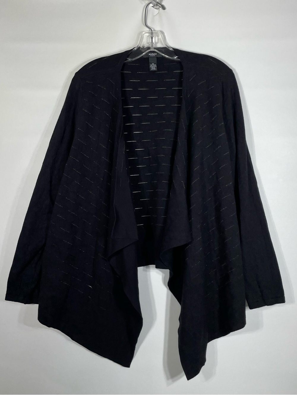 Alfani Women’s 2X Open-Front Draped Cardigan Black